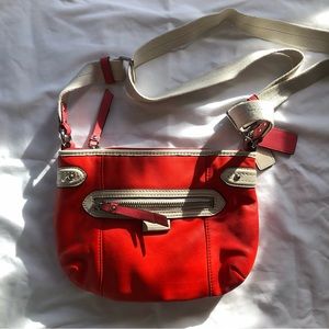 Bright Orange/Red Coach Crossbody Bag